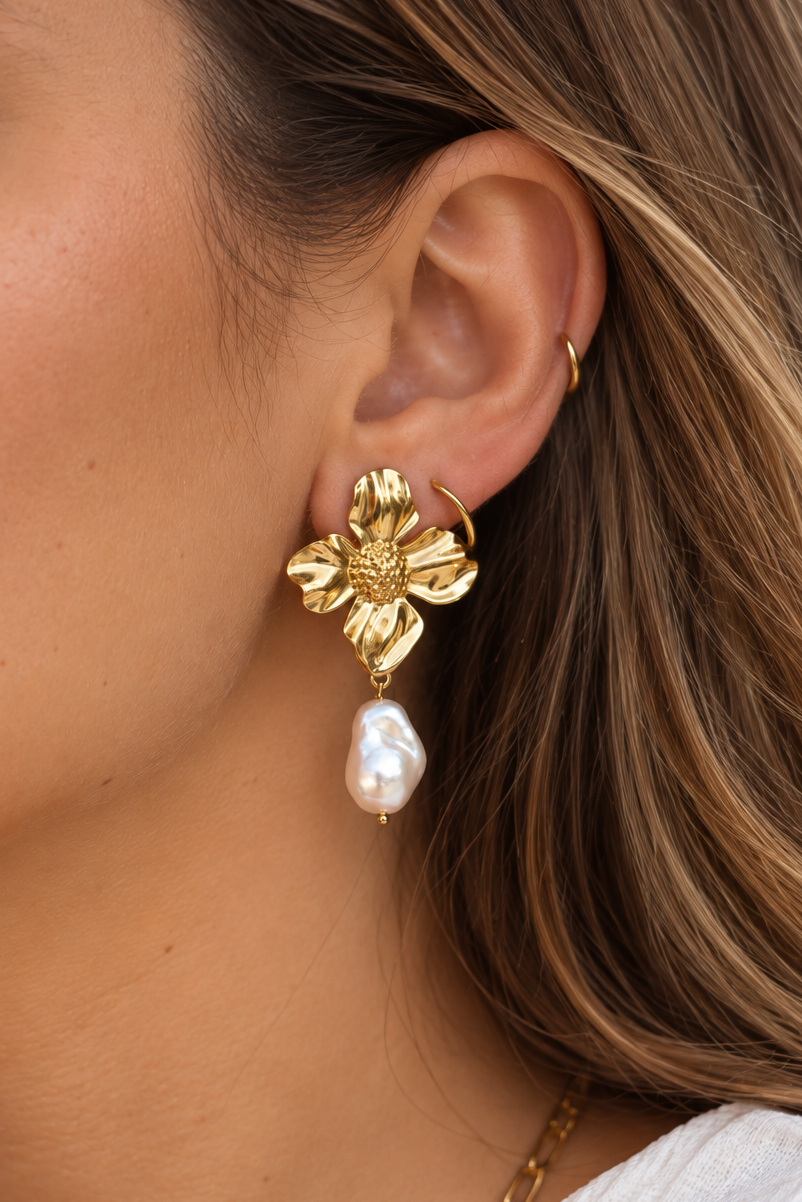 Aros Flor Y Perla