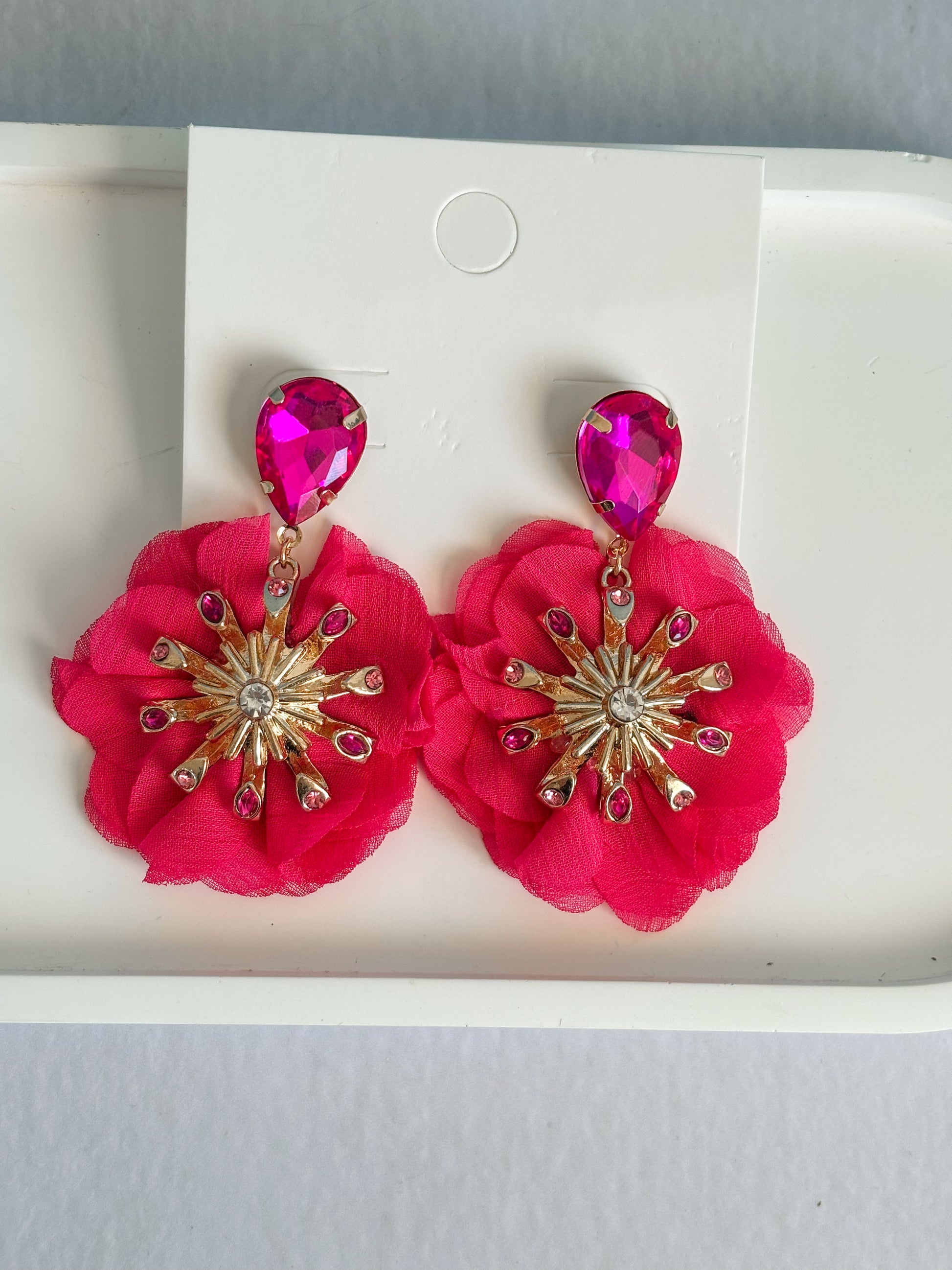Aros Flor Fucsia