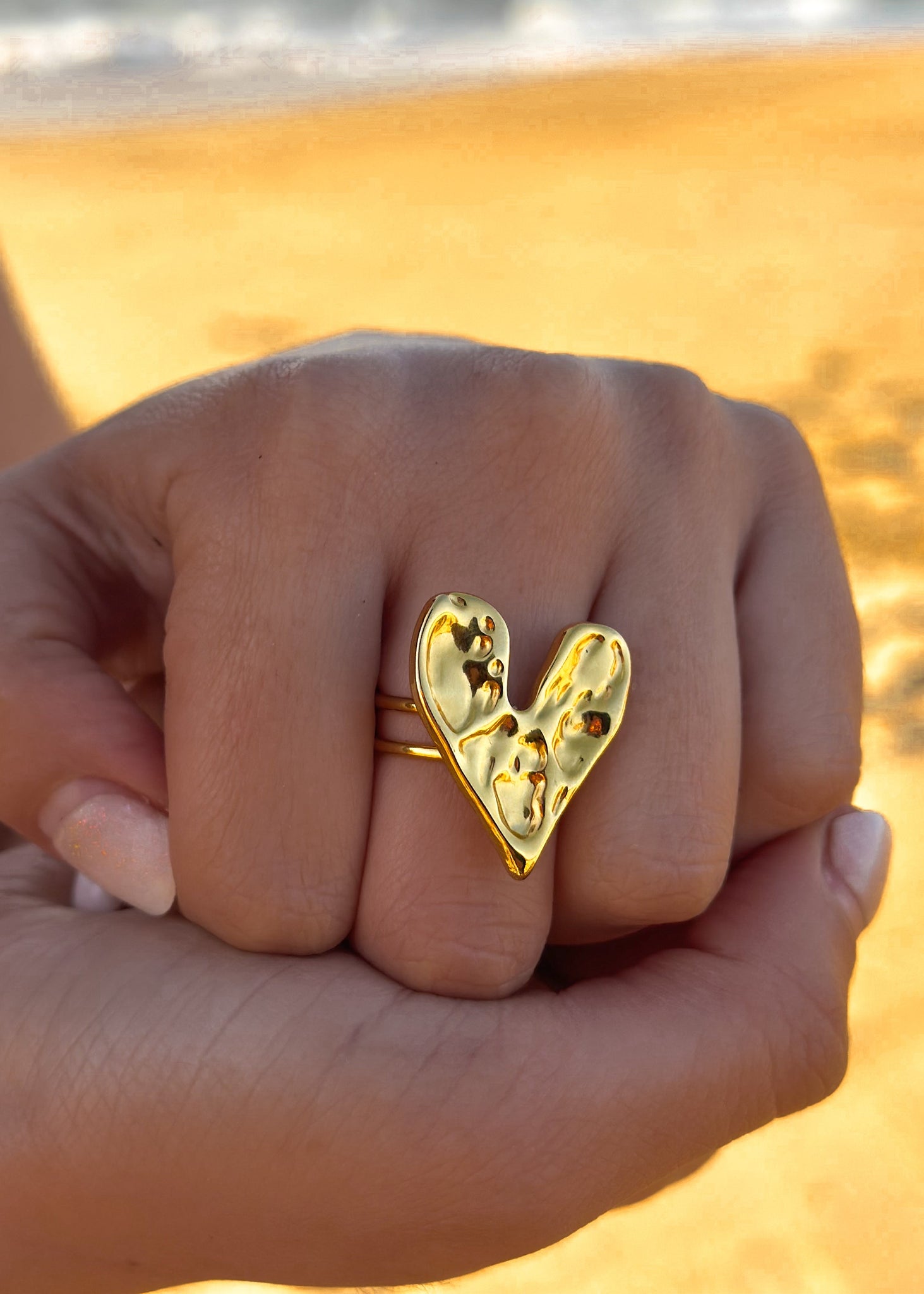 Anillo Corazón Enchape Oro 18 k