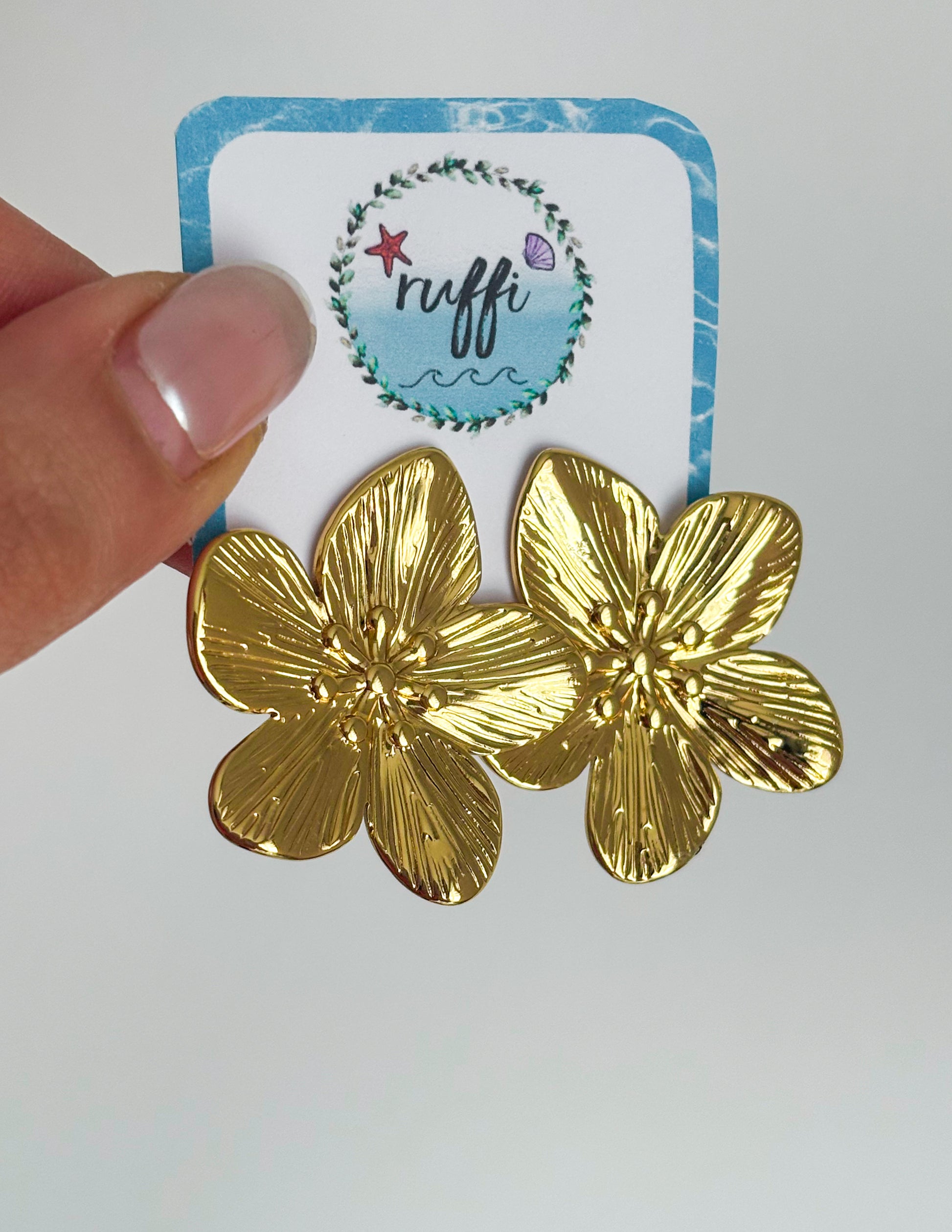 Aros Flor Enchape Oro 18 K