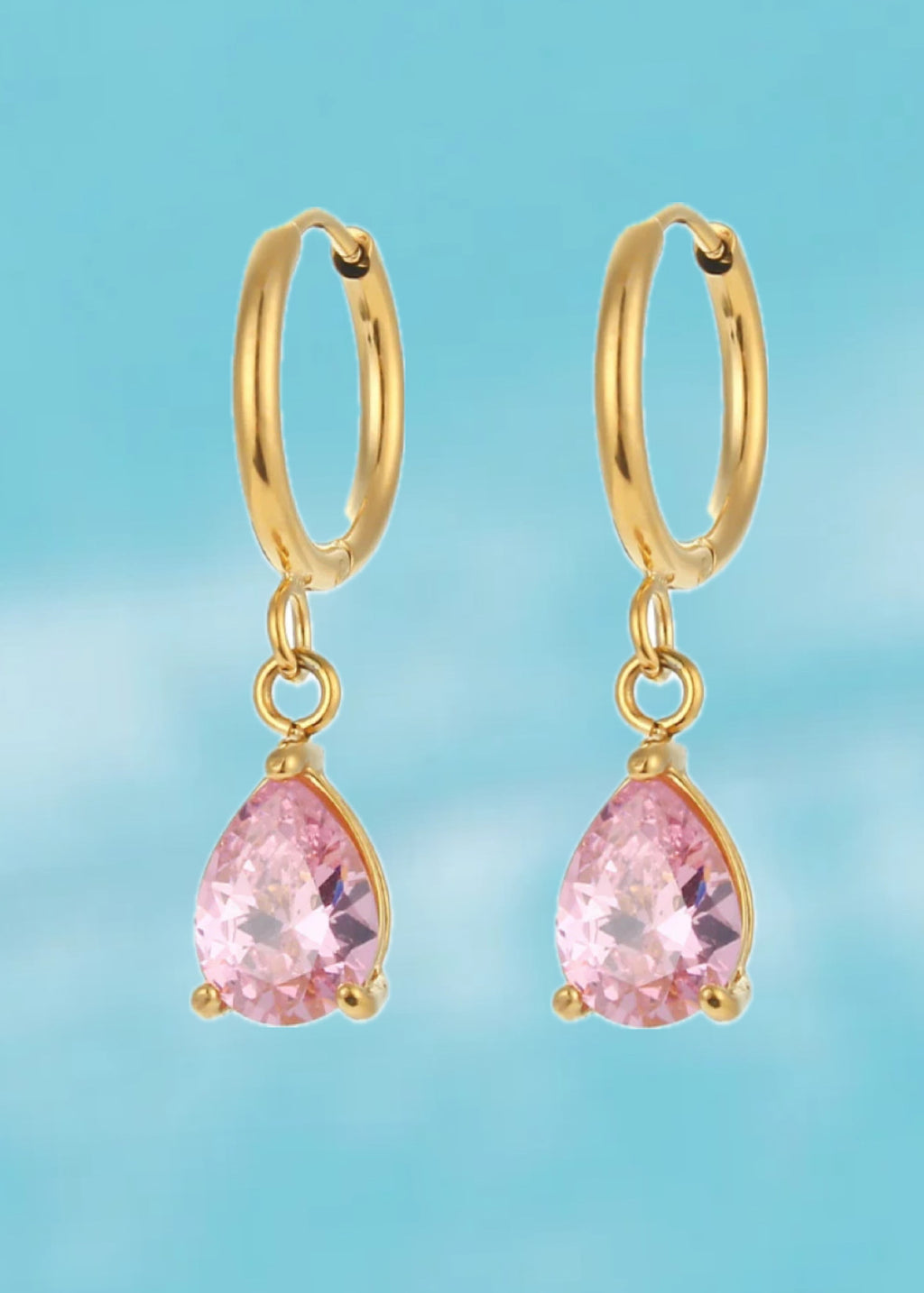 Argollas circón Rosa Gold