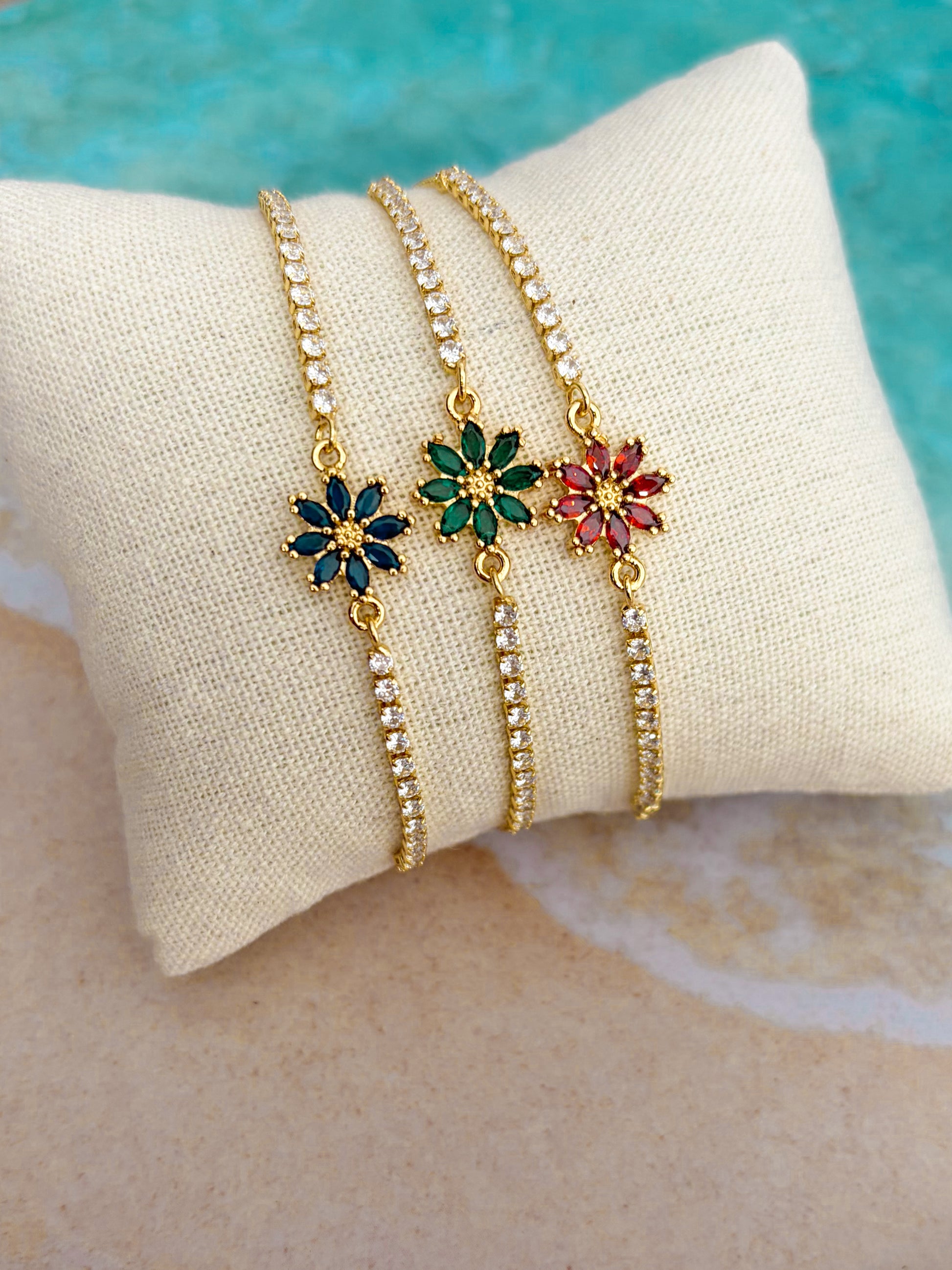 Pulseras Flor circón