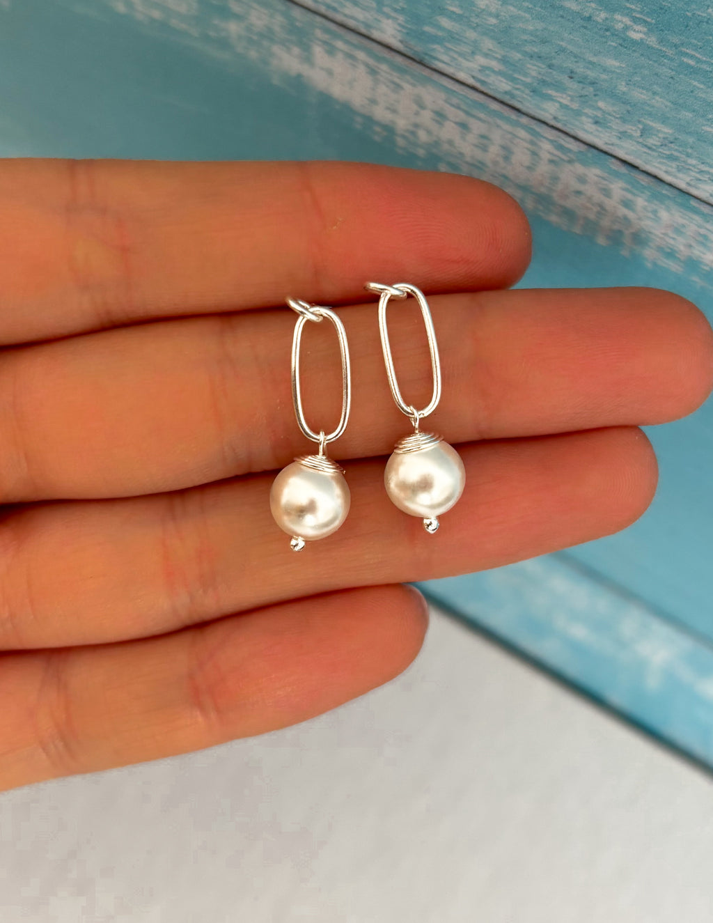 Aritos perlas colgantes