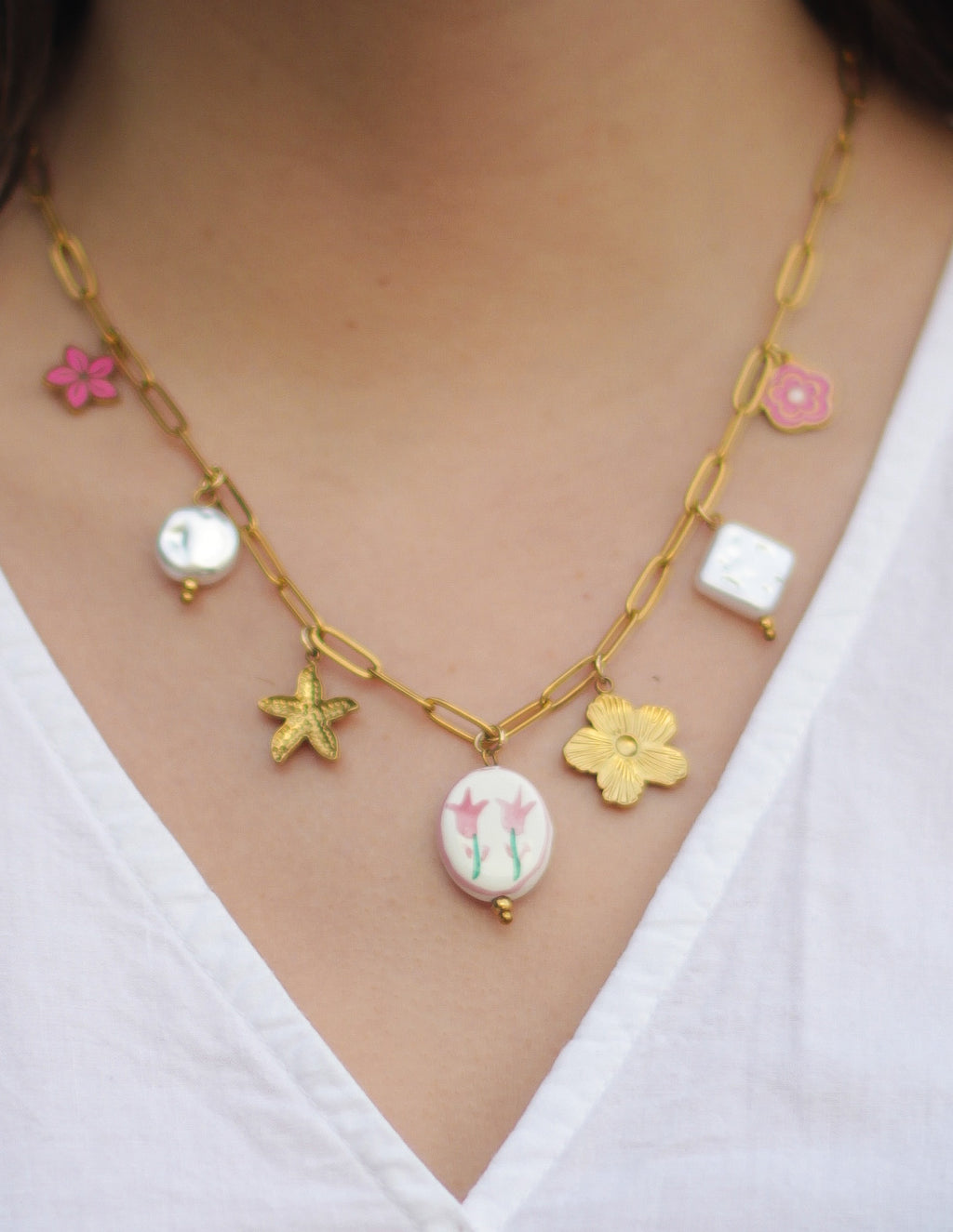 Collar Charms Flores