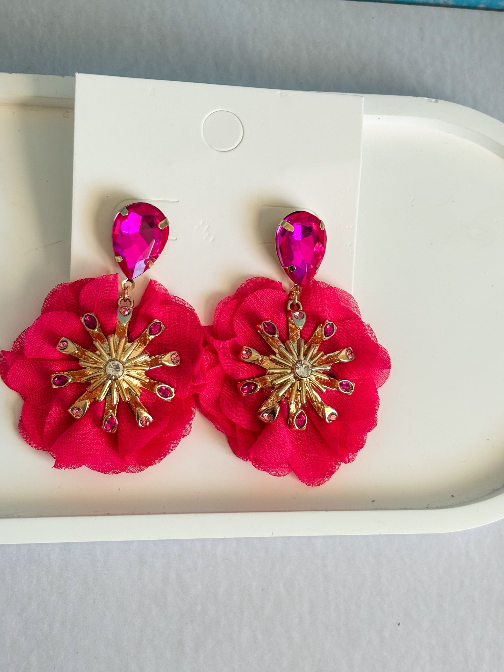 Aros Flor Fucsia