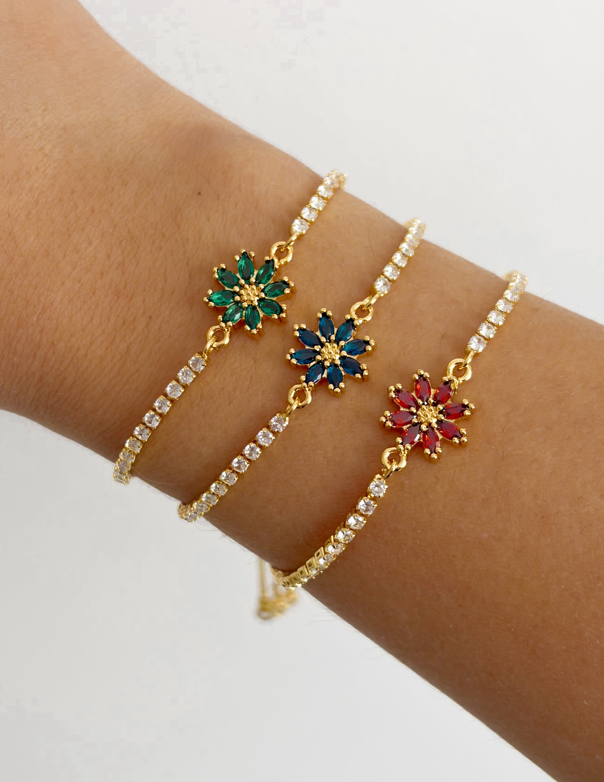 Pulseras Flor circón