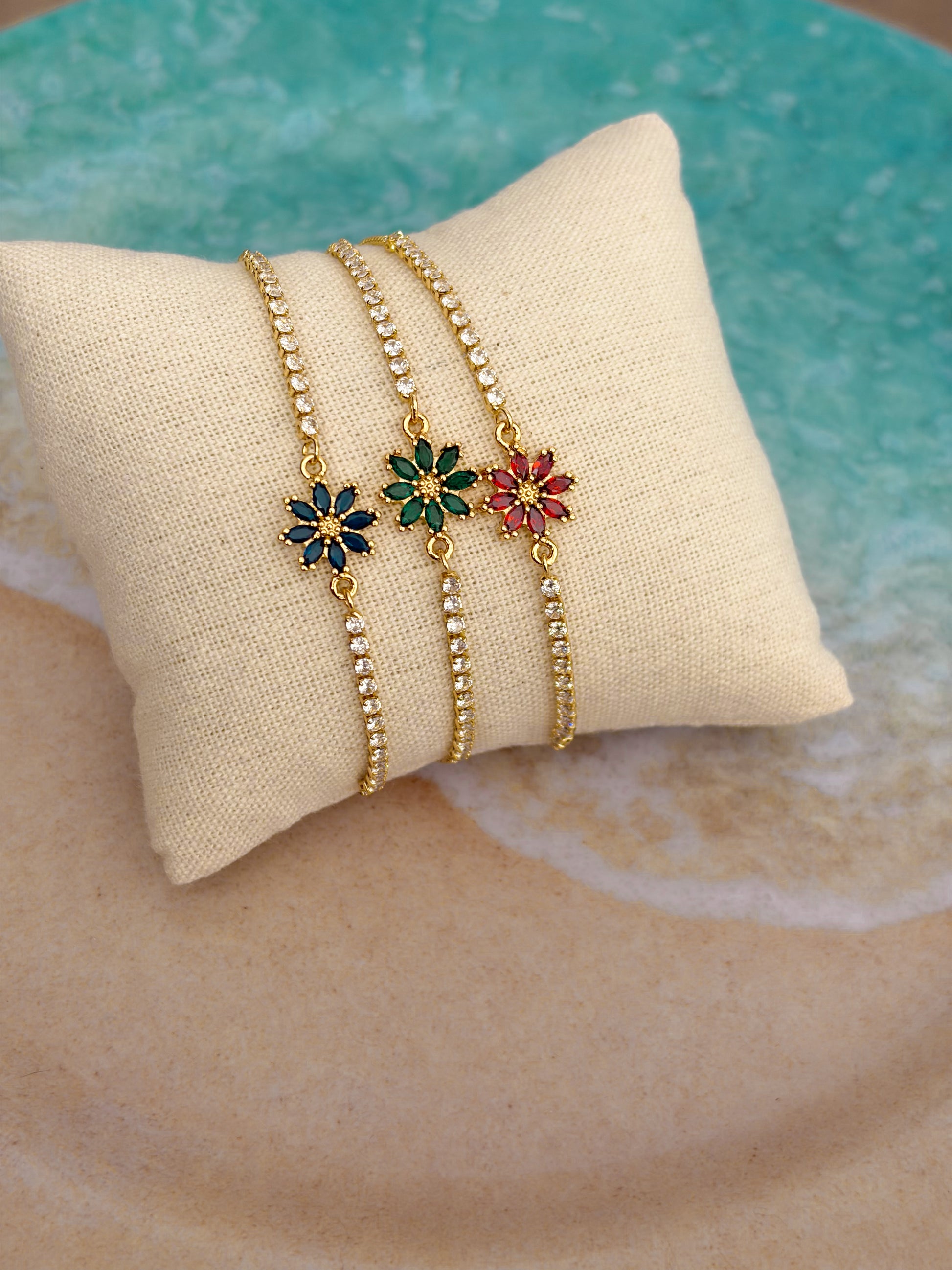 Pulseras Flor circón