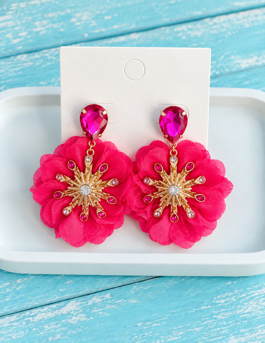 Aros Flor Fucsia