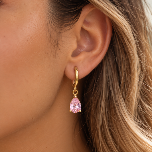 Argollas circón Rosa Gold
