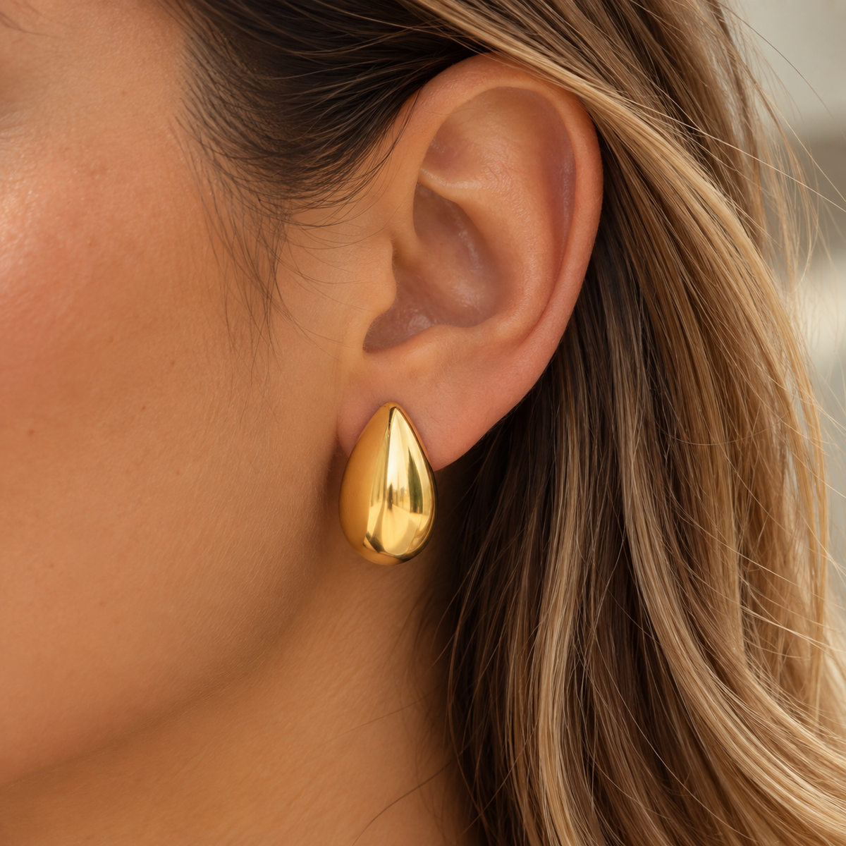 Aros Gota Enchape Oro 18K