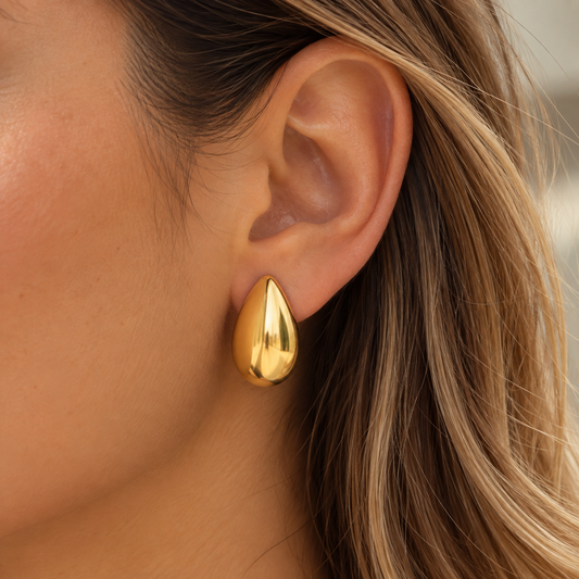 Aros Gota Enchape Oro 18K