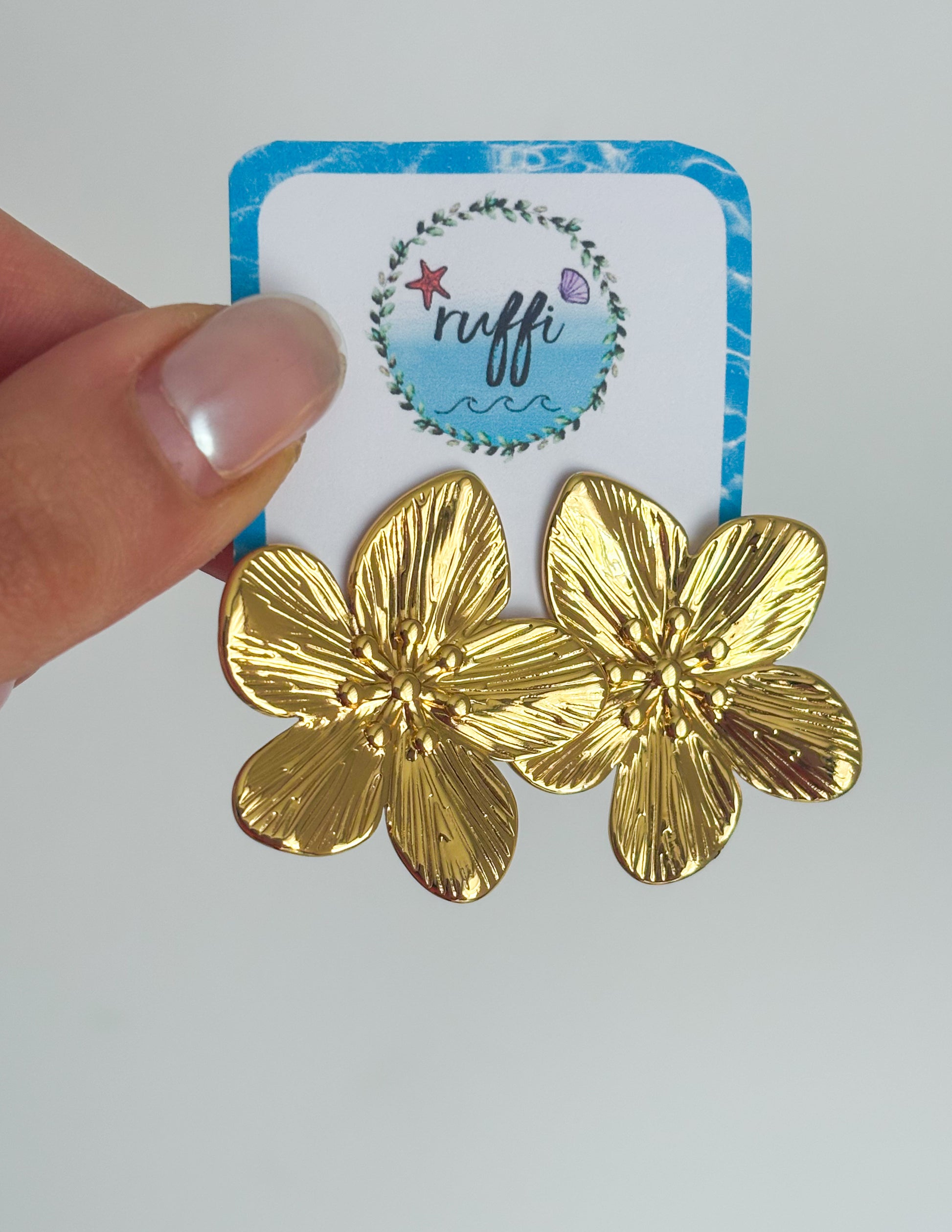Aros Flor Enchape Oro 18 K