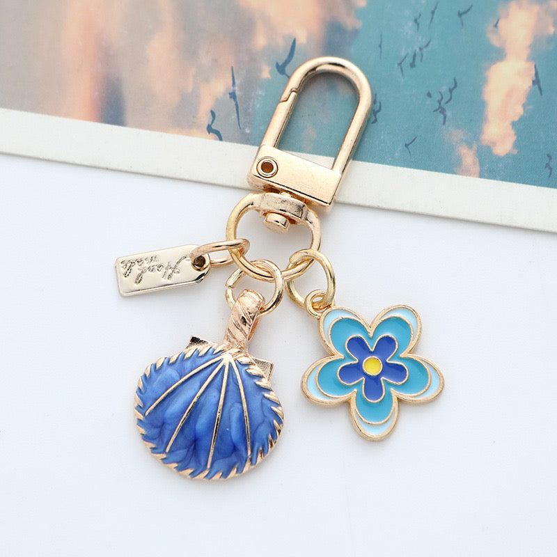 Llavero Almeja Flor Azul