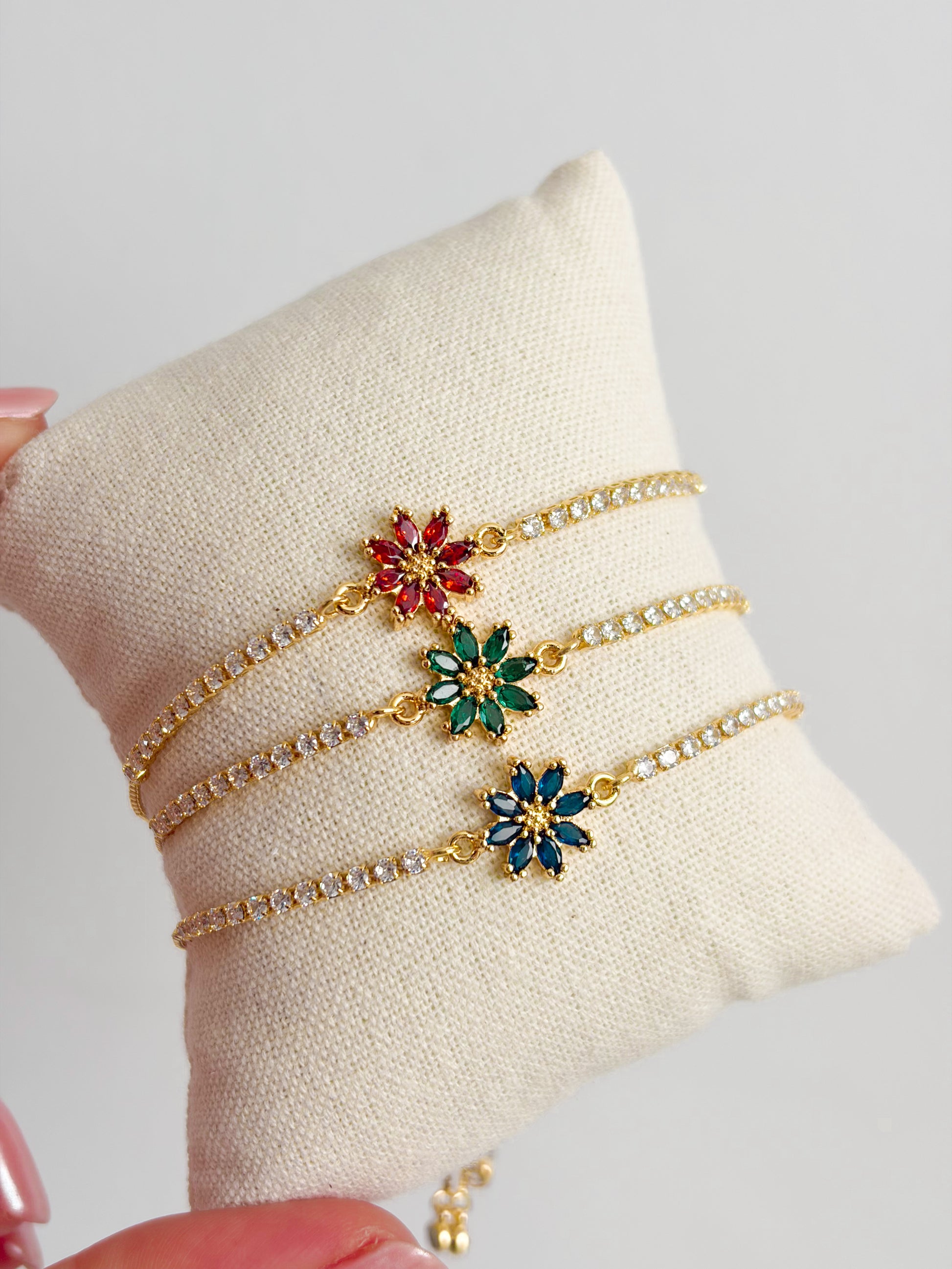 Pulseras Flor circón